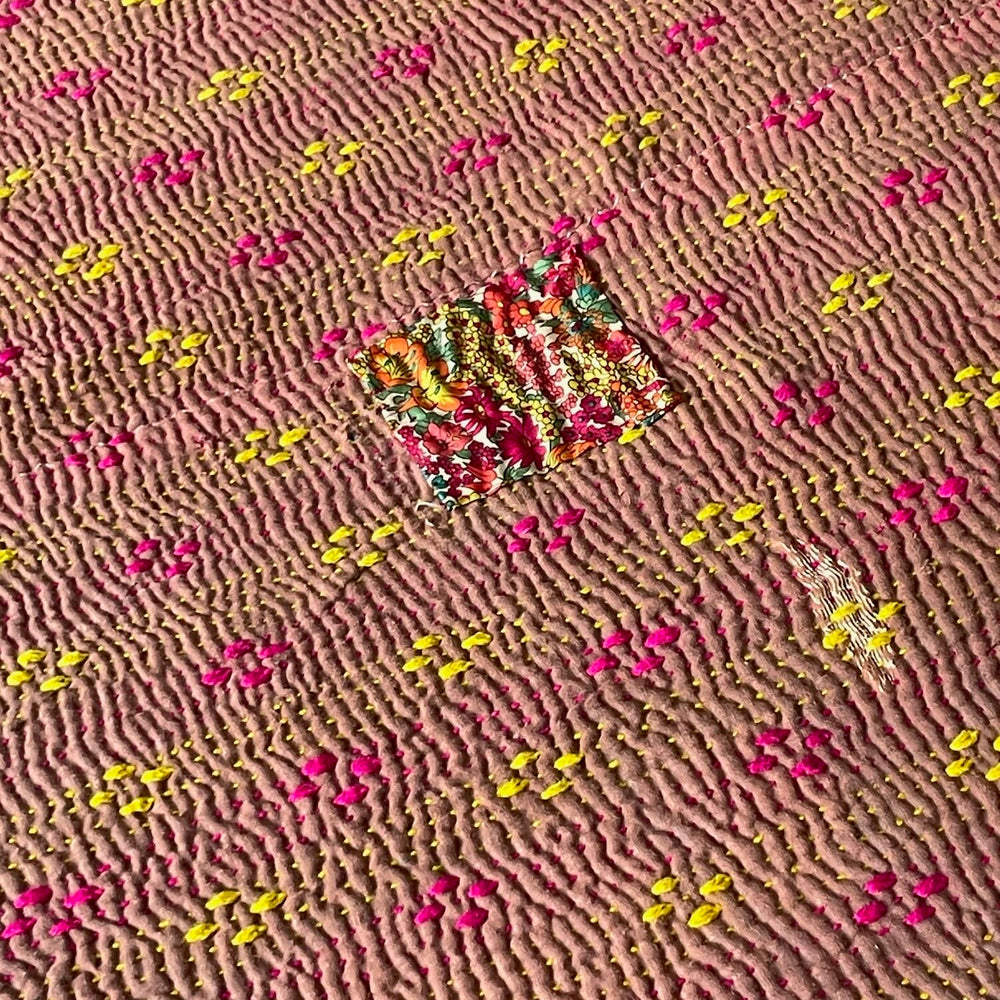 
                  
                    brown pink yellow purple mauve bedspread kantha quilt sofa throw cotton single double washable
                  
                