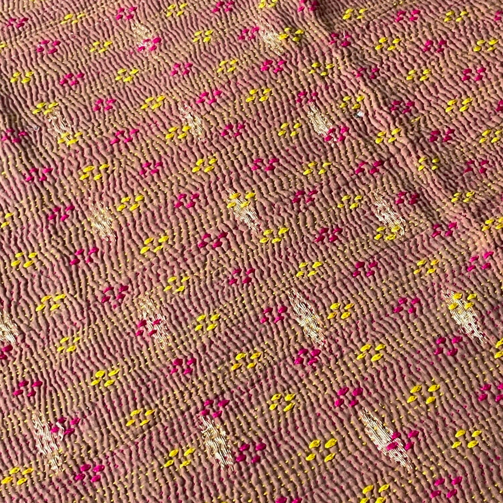
                  
                    brown pink yellow purple mauve bedspread kantha quilt sofa throw cotton single double washable
                  
                