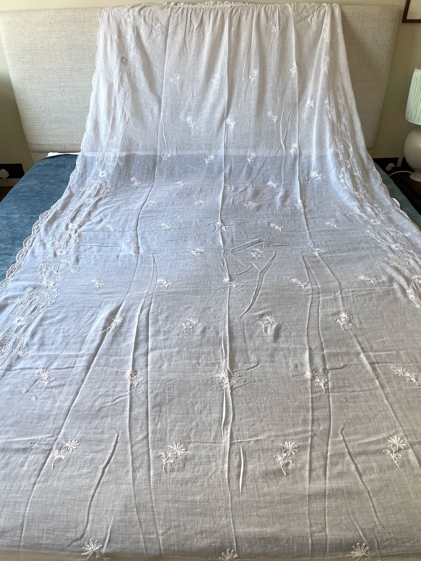 pretty embroidered rideau de cornelys crewel work sheer curtain antique french window treatment 