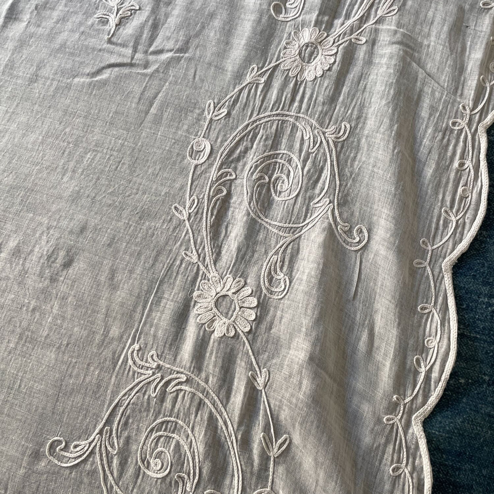 pretty embroidered rideau de cornelys crewel work sheer curtain antique french window treatment 