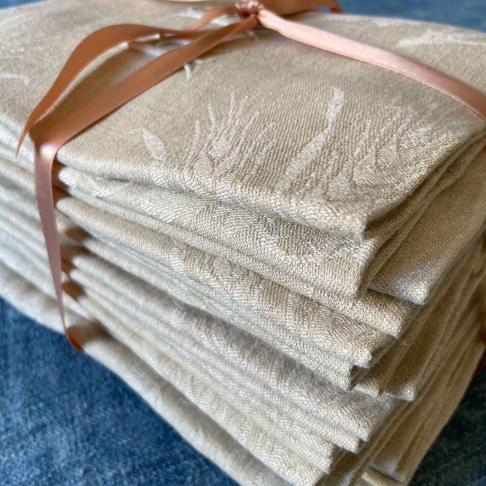 
                  
                    antique french set of table napkins serviettes linen damask RB monogrammed 12 large 
                  
                