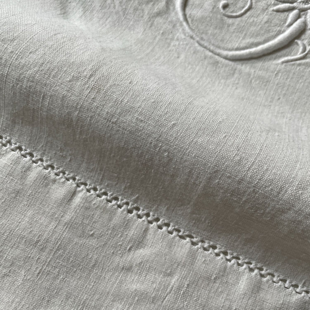 
                  
                    Antique French Linen Sheet Embroidered AJ or AF
                  
                