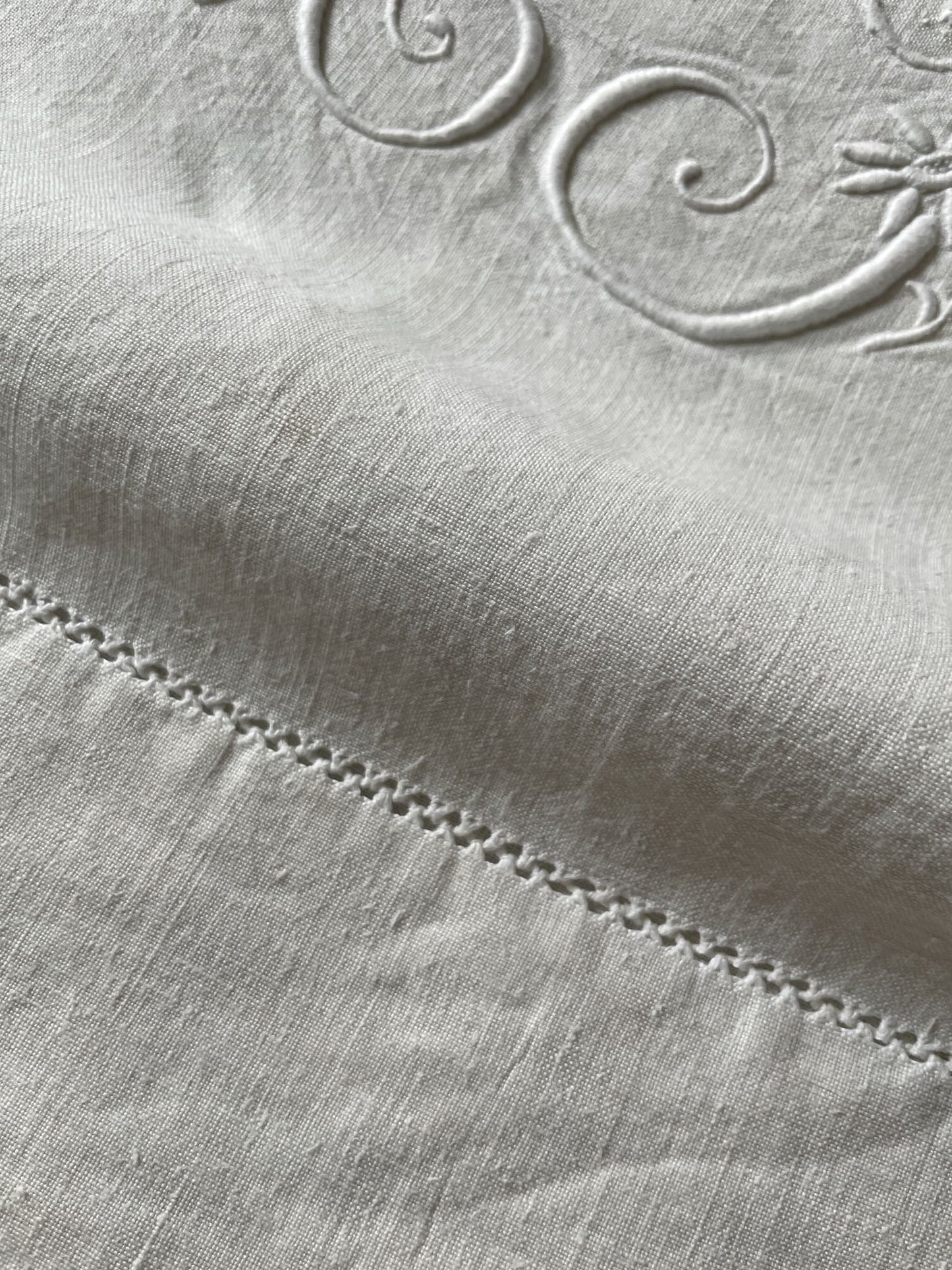 
                  
                    Antique French Linen Sheet Embroidered AJ or AF
                  
                