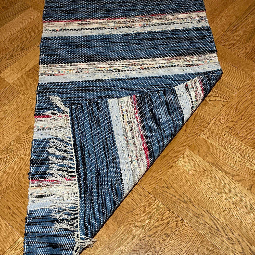 
                  
                    dark blue cotton rag rug vintage swedish trasmatta kitchen runner bathroom mat washable
                  
                