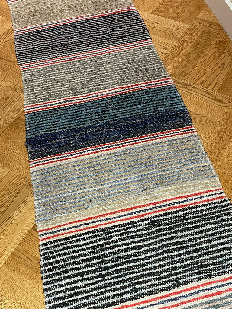 long striped floor runner dark colours vintage swedish trasmatta machine washable hall carpet