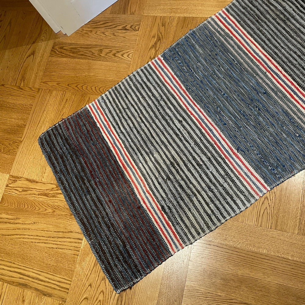 
                  
                    long striped floor runner dark colours vintage swedish trasmatta machine washable hall carpet
                  
                