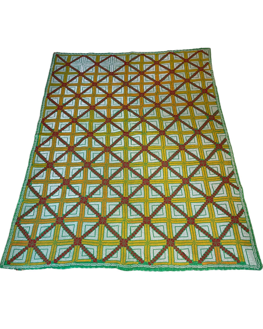 embroidered rug galicha carpet kantha wallhanging decorative geometric textile handmade 