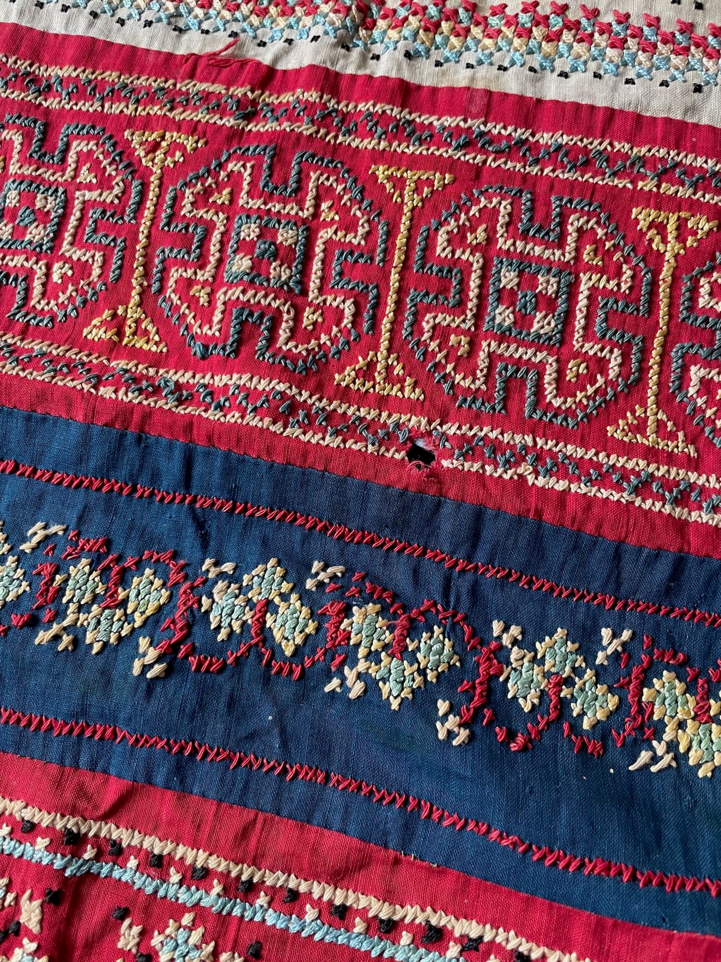 
                  
                    antique embroidered apron cross stitch folk costume textile ukrainian hand made red blue white
                  
                
