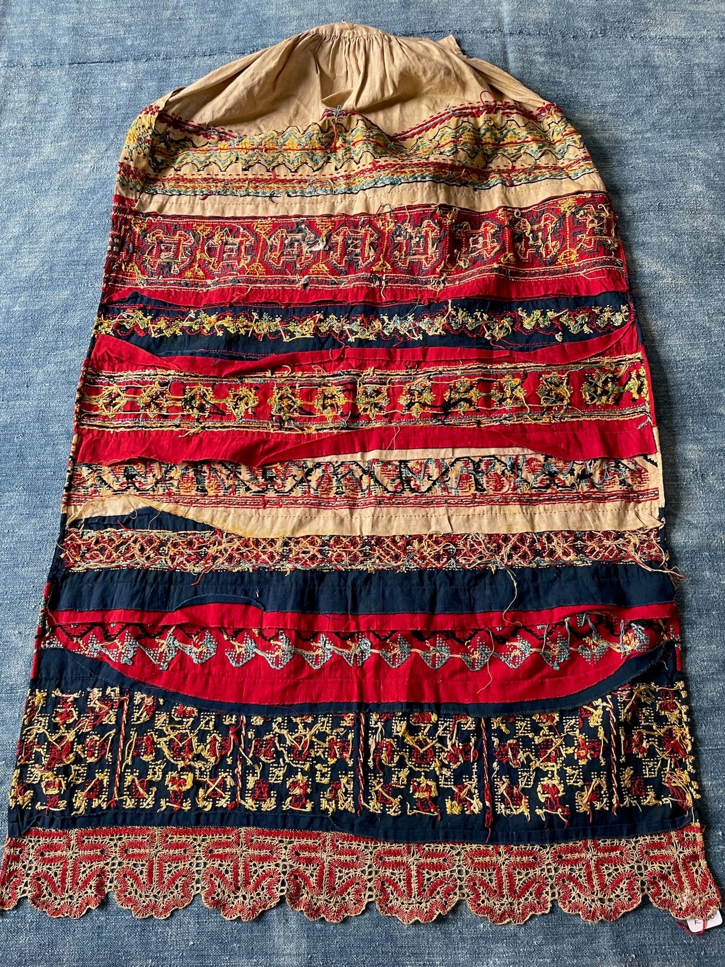 
                  
                    antique embroidered apron cross stitch folk costume textile ukrainian hand made red blue white
                  
                