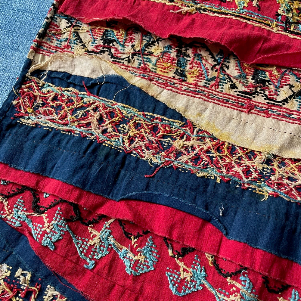 
                  
                    antique embroidered apron cross stitch folk costume textile ukrainian hand made red blue white
                  
                