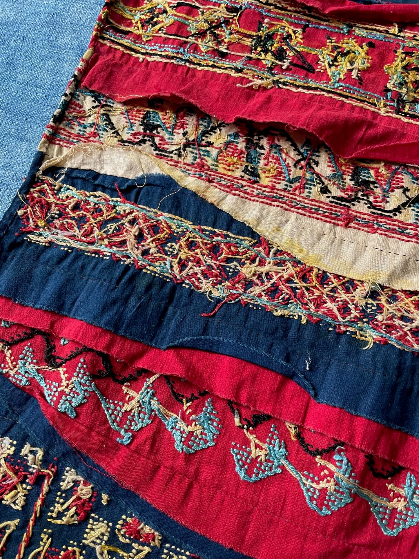 
                  
                    antique embroidered apron cross stitch folk costume textile ukrainian hand made red blue white
                  
                