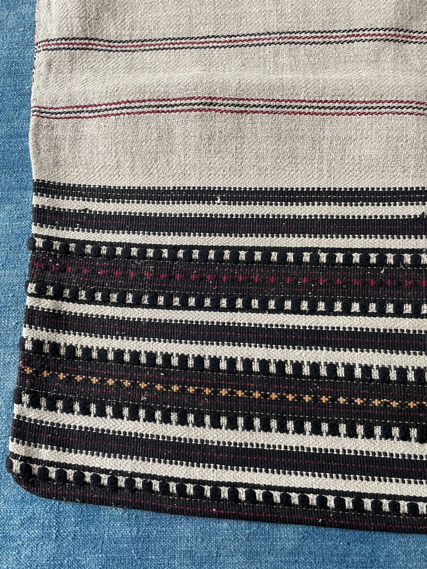 
                  
                    striped black red pillow cover large hemp rustic east european upholstery fabric mat washable
                  
                