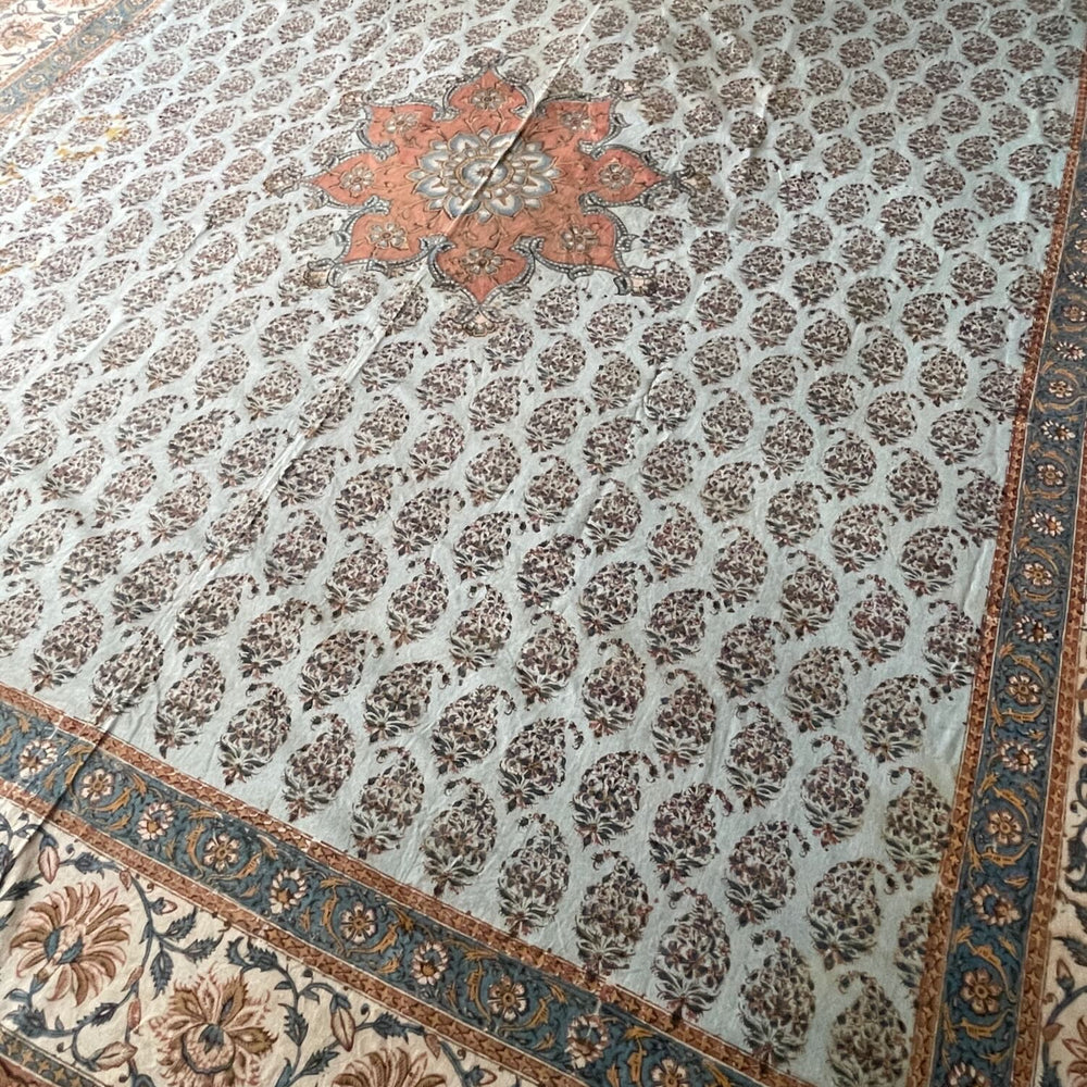 
                  
                    antique indo persian kalamkari blue red madder indigo floral decorative wall panel hanging
                  
                