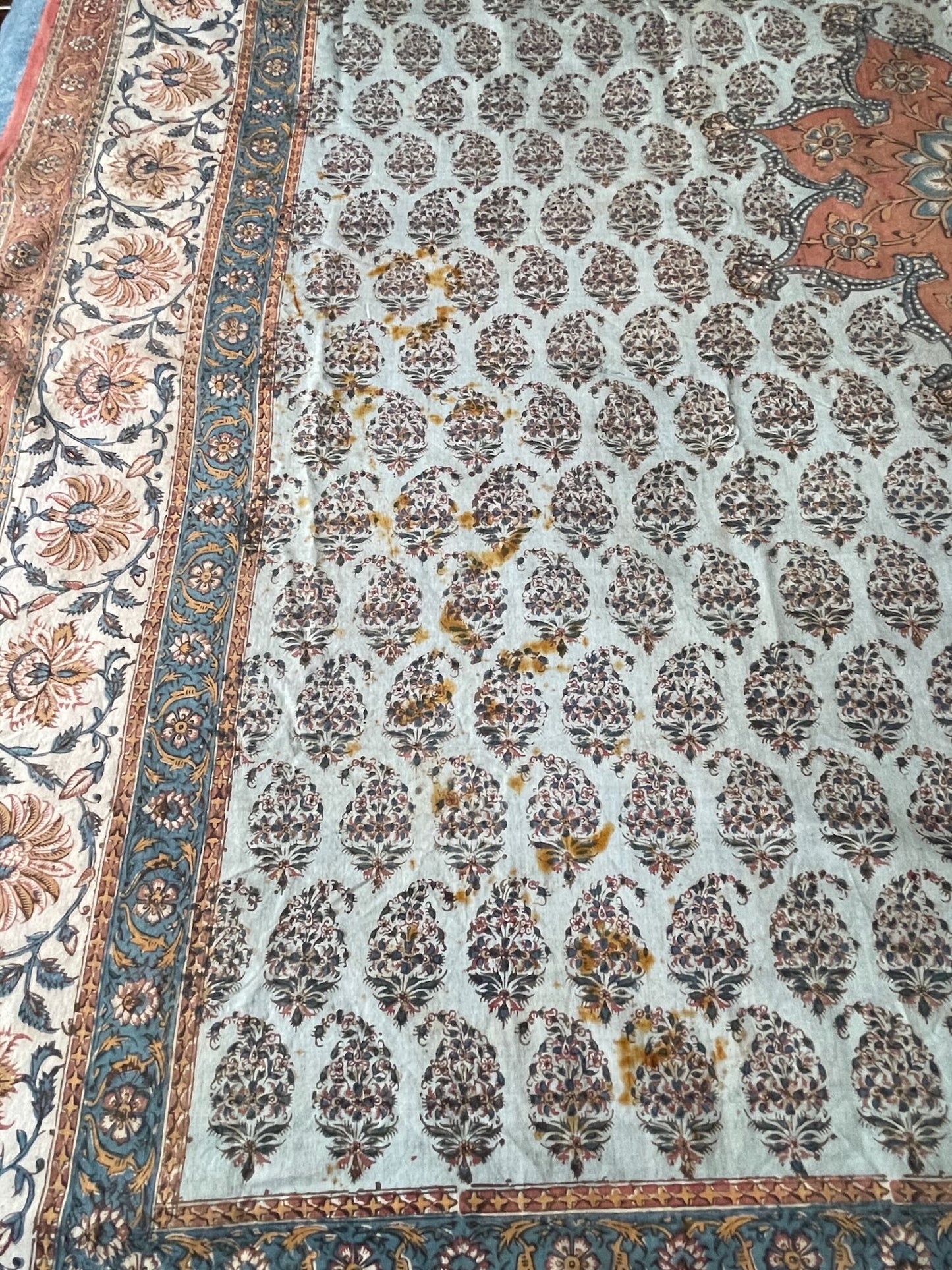 
                  
                    antique indo persian kalamkari blue red madder indigo floral decorative wall panel hanging
                  
                