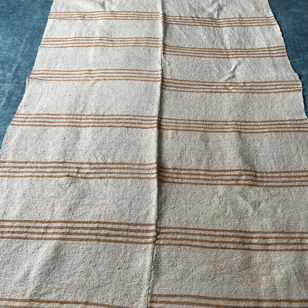 hemp throw upholstery fabric beige yellow mustard stripe ochre hard wearing rustic east european