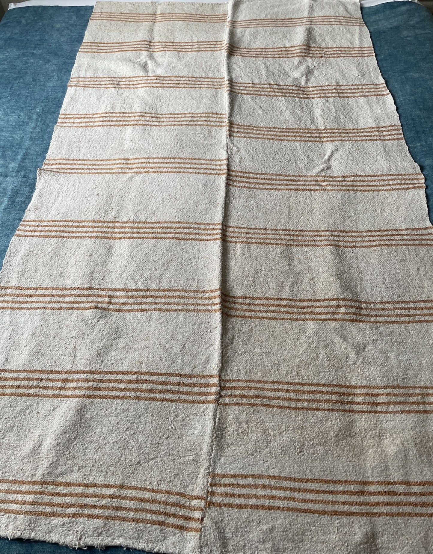 hemp throw upholstery fabric beige yellow mustard stripe ochre hard wearing rustic east european