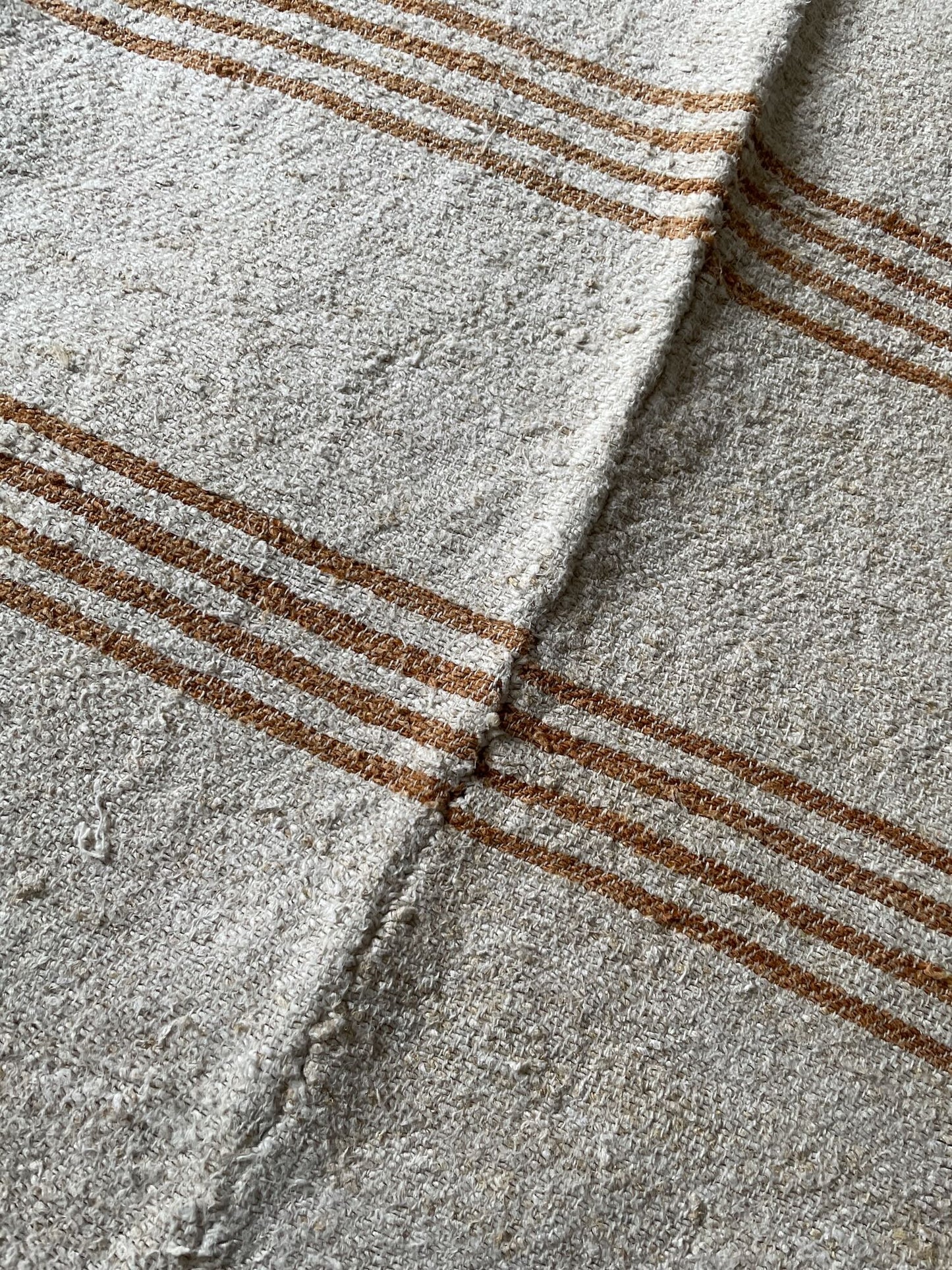 
                  
                    hemp throw upholstery fabric beige yellow mustard stripe ochre hard wearing rustic east european
                  
                