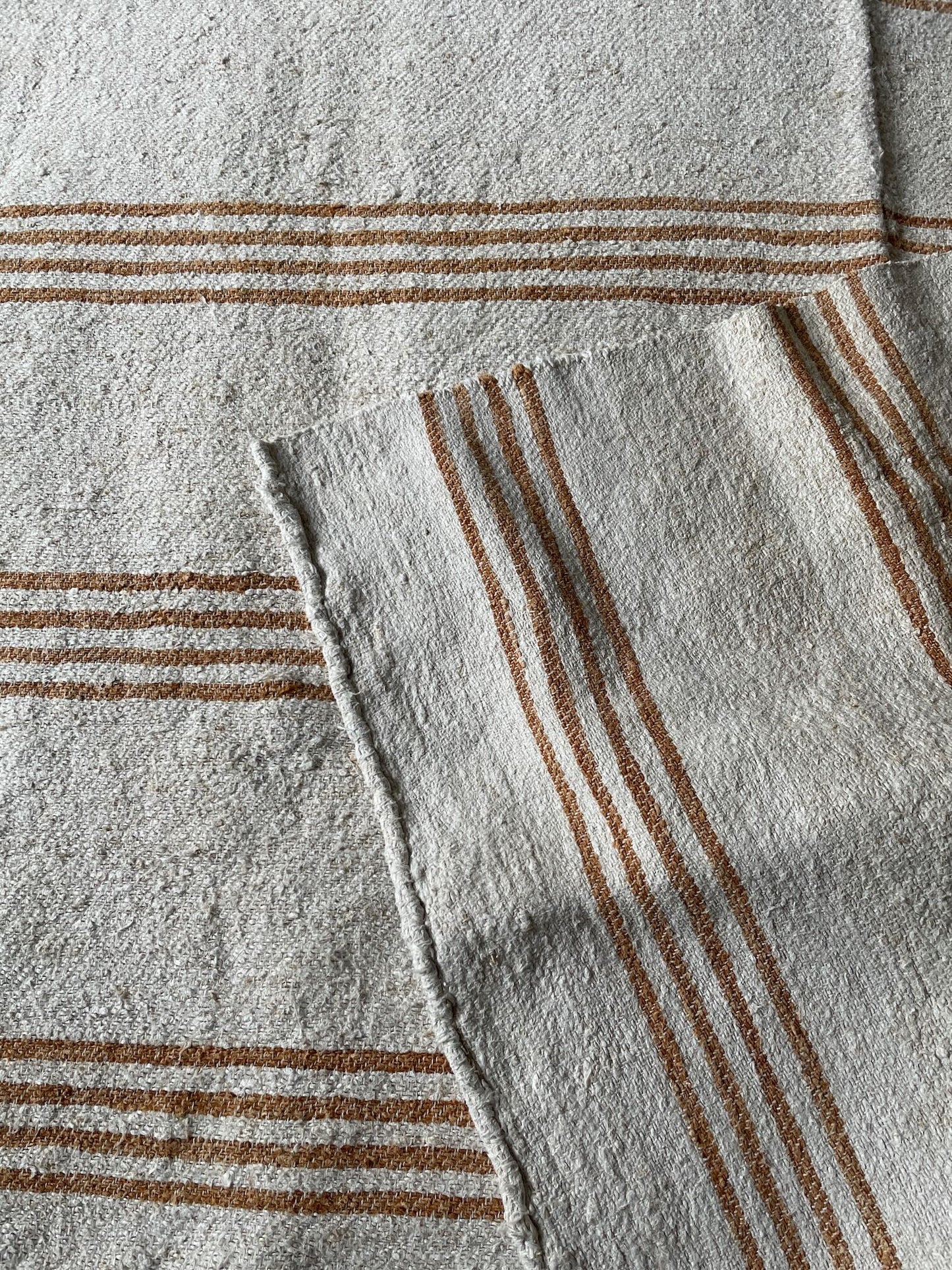 
                  
                    hemp throw upholstery fabric beige yellow mustard stripe ochre hard wearing rustic east european
                  
                