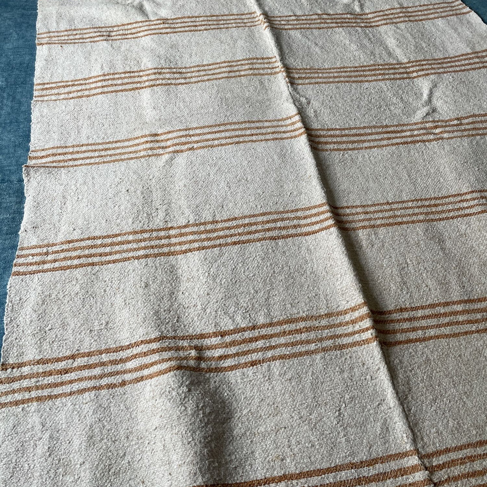 
                  
                    hemp throw upholstery fabric beige yellow mustard stripe ochre hard wearing rustic east european
                  
                