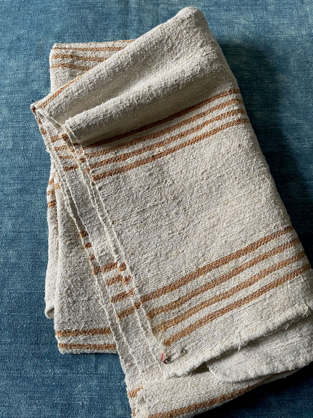 hemp throw upholstery fabric beige yellow mustard stripe ochre hard wearing rustic east european