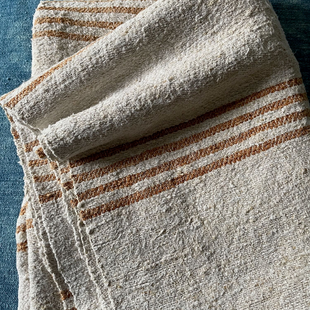 
                  
                    hemp throw upholstery fabric beige yellow mustard stripe ochre hard wearing rustic east european
                  
                