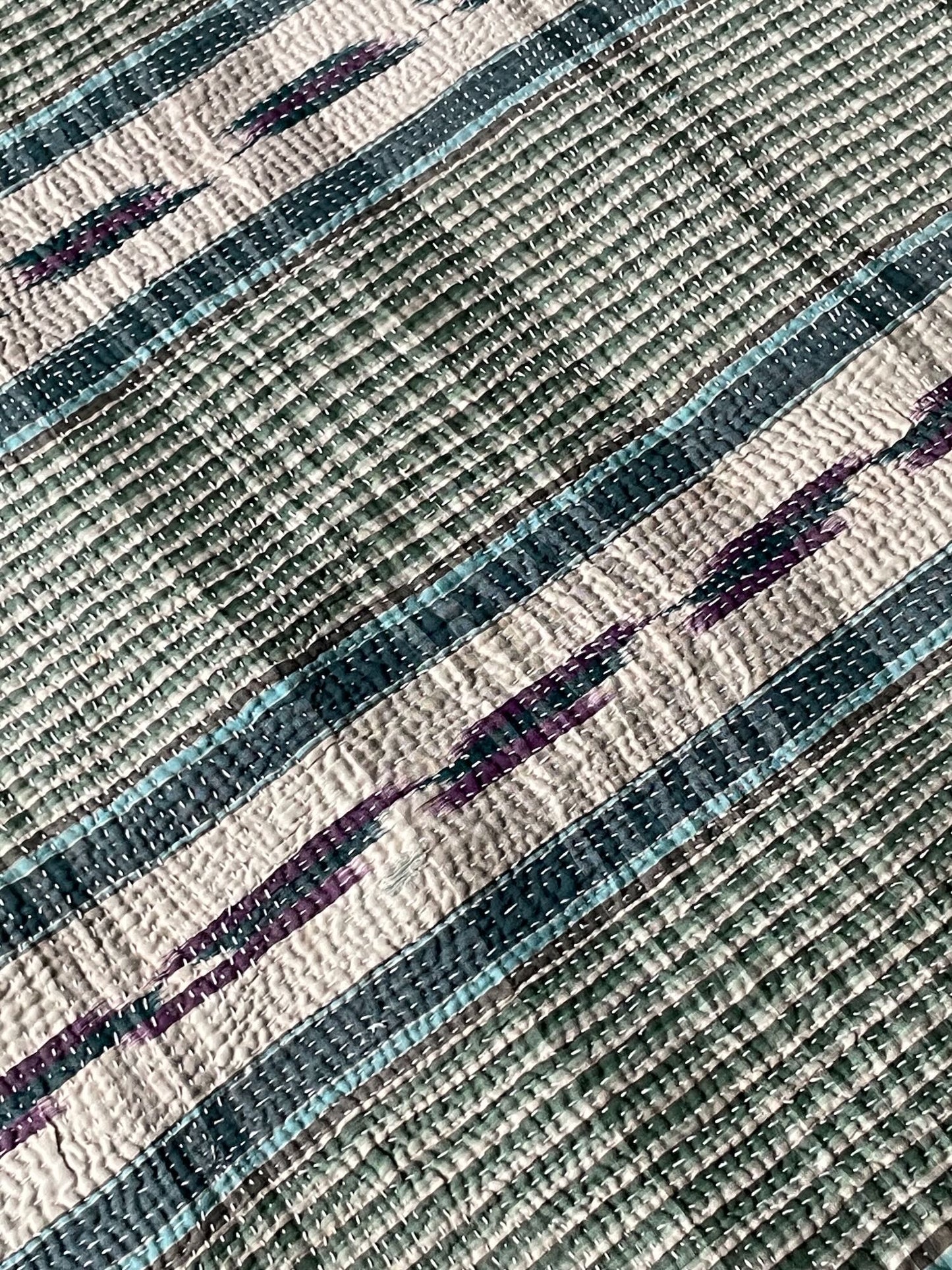 
                  
                    blue check ikat patterned bedspread kantha quilt throw sofa comforter washable
                  
                