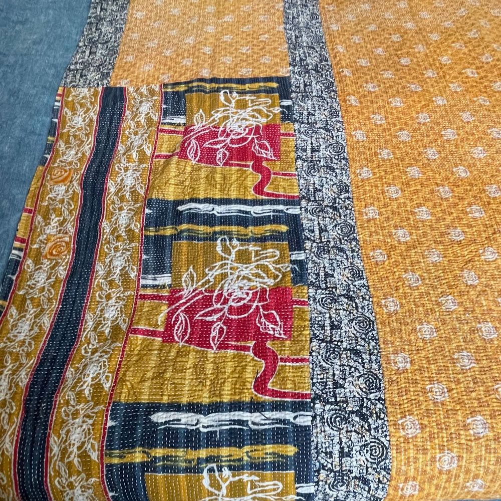 
                  
                    burnt orange patterned bedspread large kantha quilt sofa throw cotton comforter large washable 
                  
                