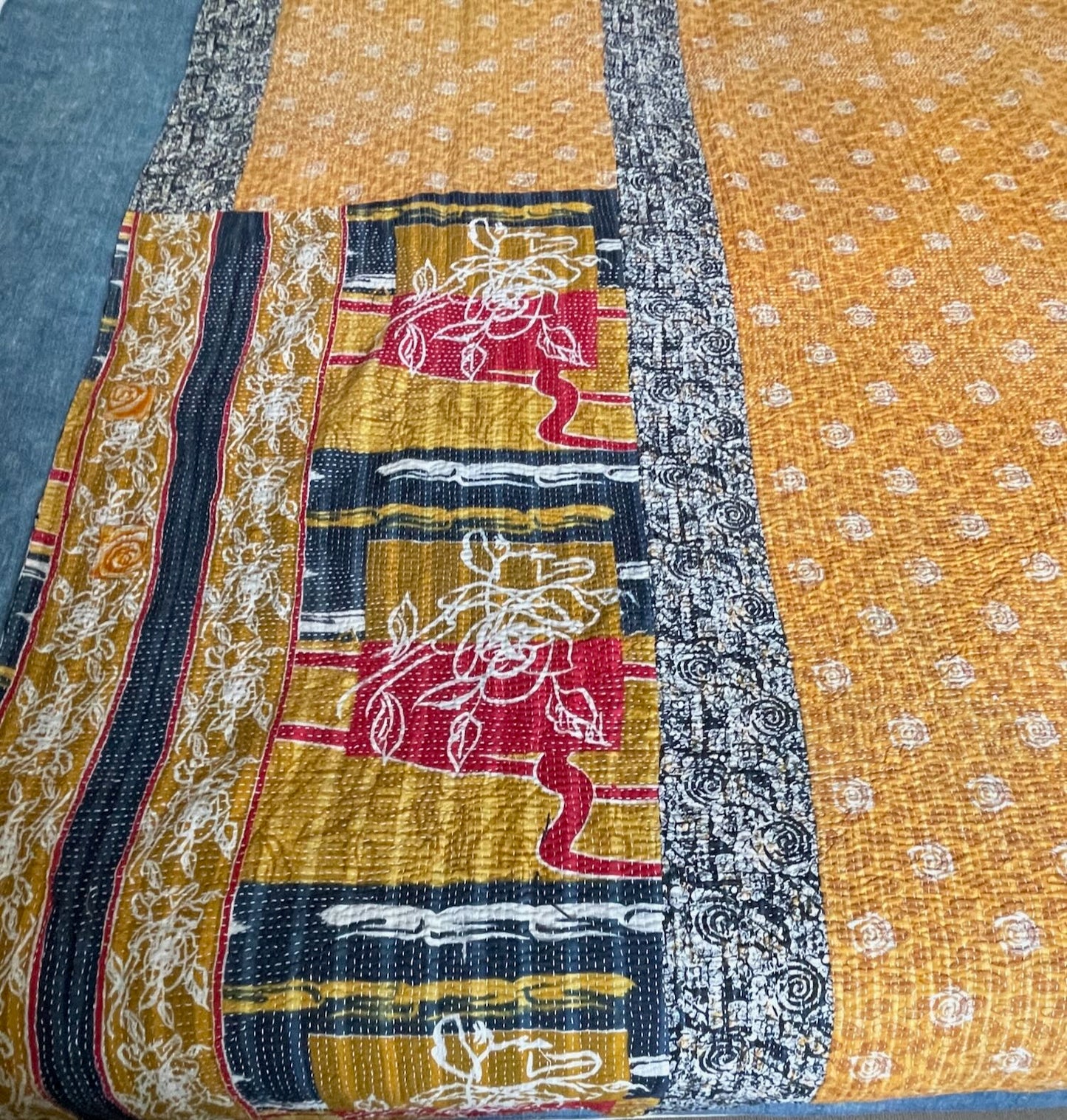 
                  
                    burnt orange patterned bedspread large kantha quilt sofa throw cotton comforter large washable 
                  
                