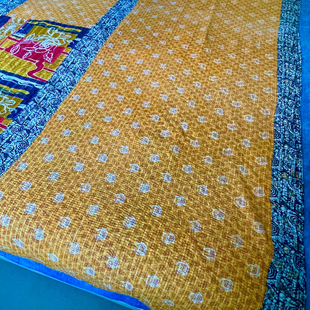 burnt orange patterned bedspread large kantha quilt sofa throw cotton comforter large washable 
