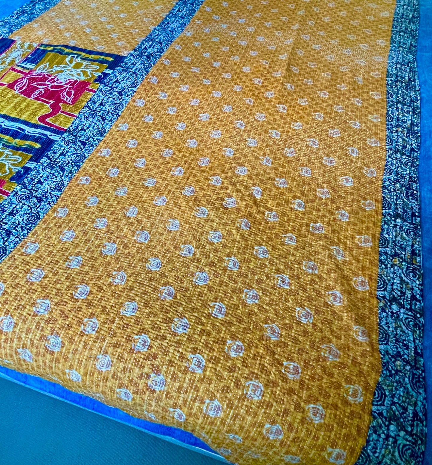 burnt orange patterned bedspread large kantha quilt sofa throw cotton comforter large washable 