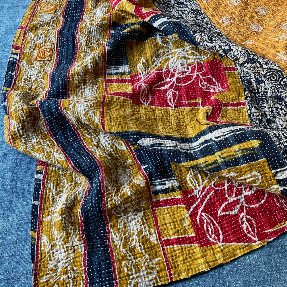 burnt orange patterned bedspread large kantha quilt sofa throw cotton comforter large washable 