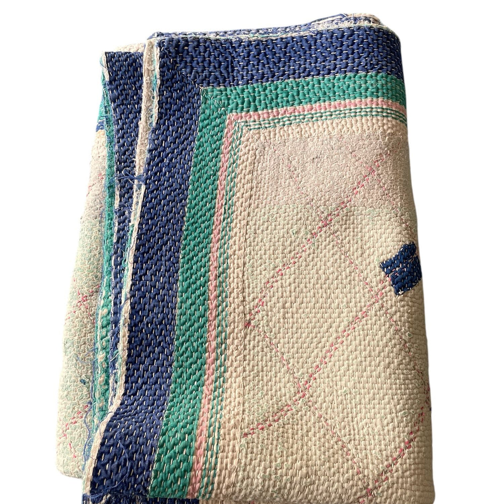 
                  
                    white blue green faded kantha quilt bedspread sofa throw comforter washable cotton single
                  
                