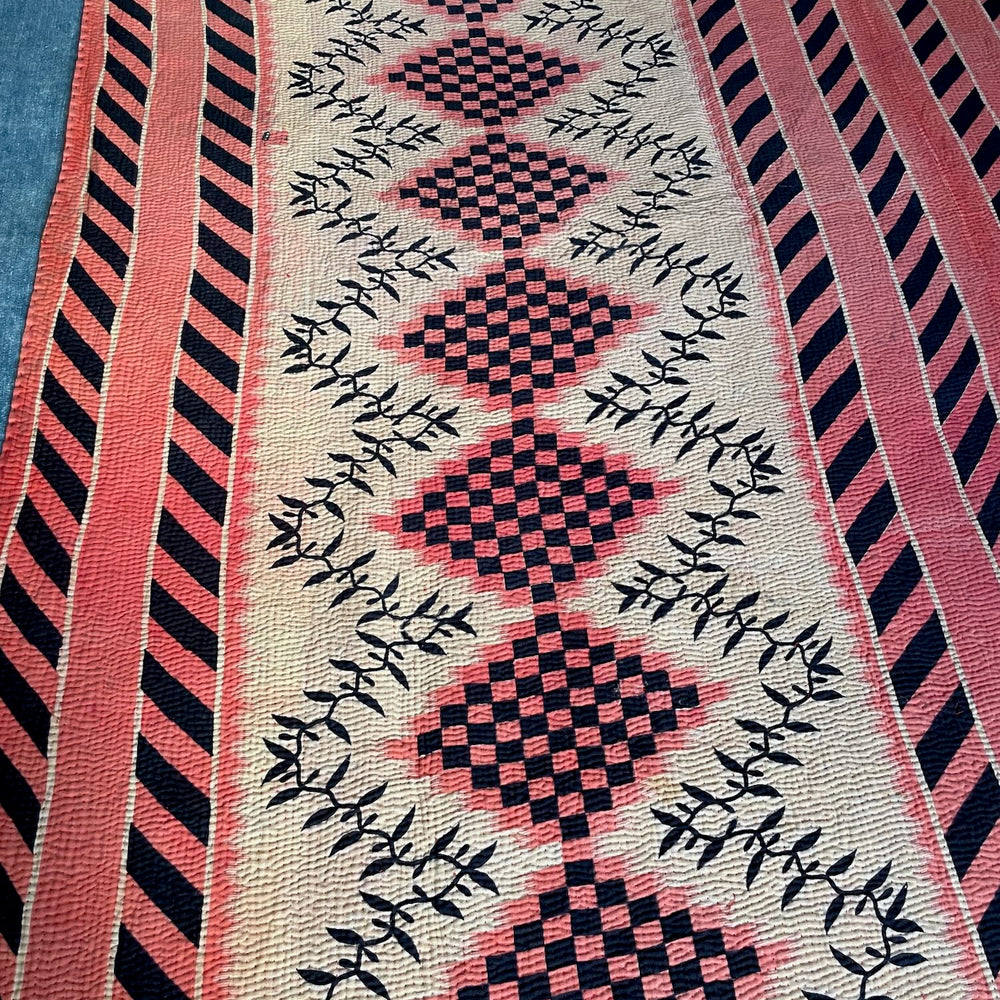 
                  
                    red black patterned quilt kantha bedspread sofa throw hand stitched comforter washable double
                  
                