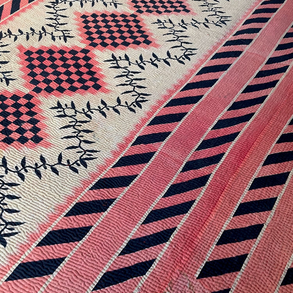 
                  
                    red black patterned quilt kantha bedspread sofa throw hand stitched comforter washable double
                  
                