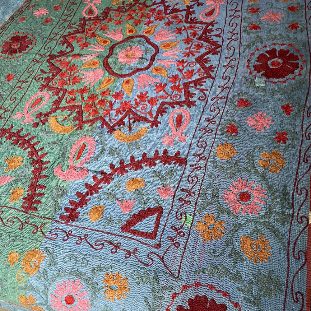 
                  
                    blue green red pink orange suzani kantha bedspread quilt cotton comforter single  double  washable
                  
                