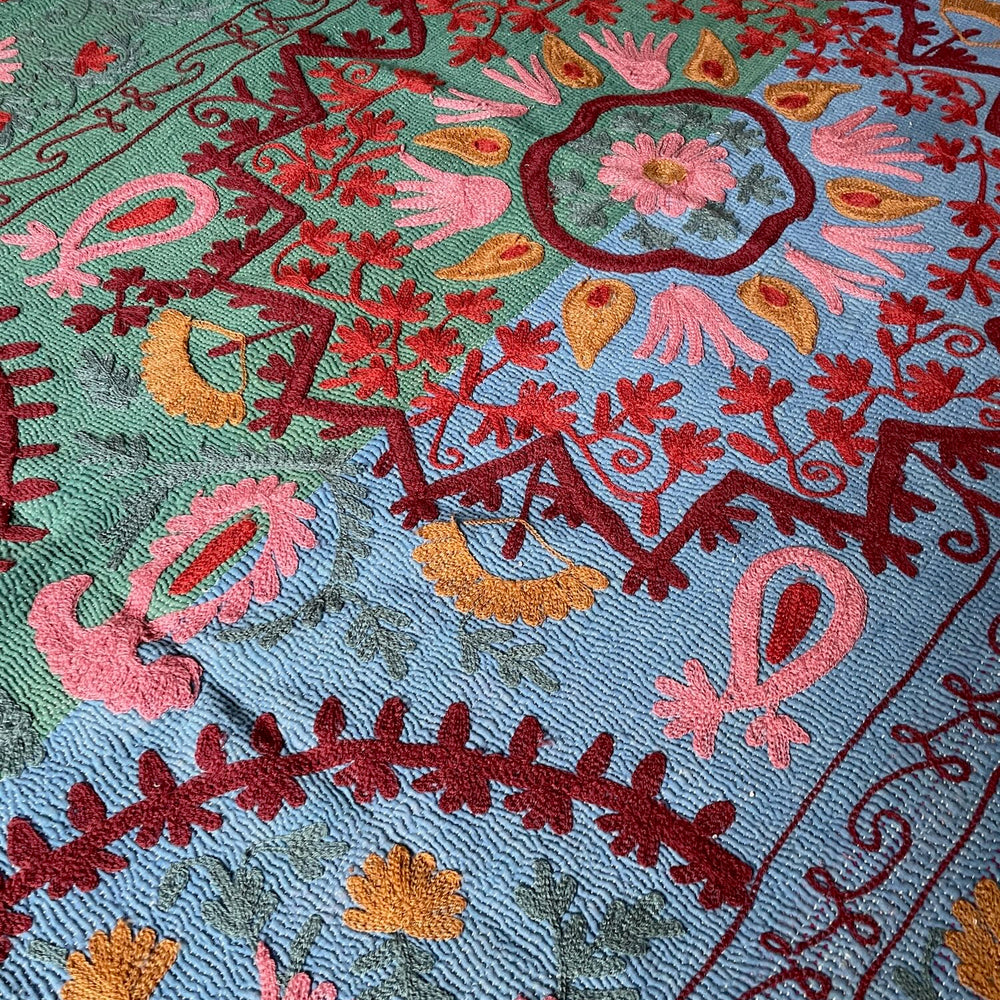 
                  
                    blue green red pink orange suzani kantha bedspread quilt cotton comforter single  double  washable
                  
                