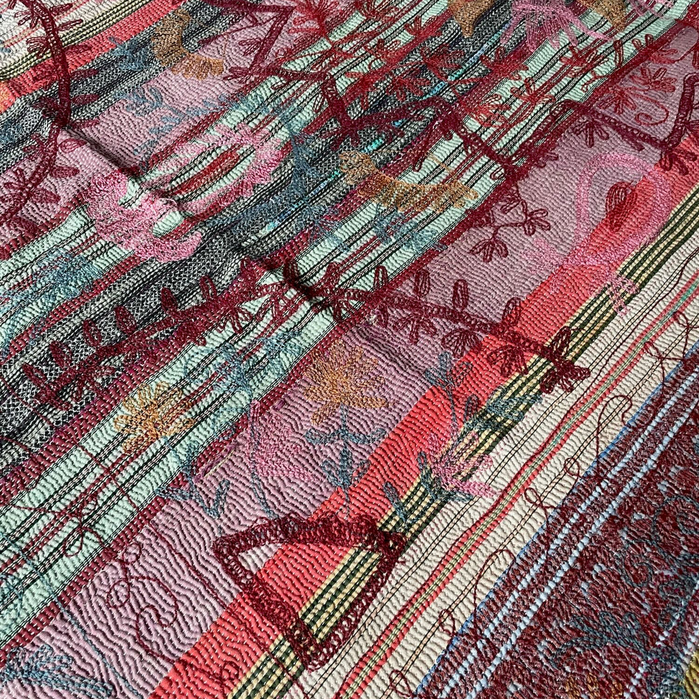 
                  
                    blue green red pink orange suzani kantha bedspread quilt cotton comforter single  double  washable
                  
                