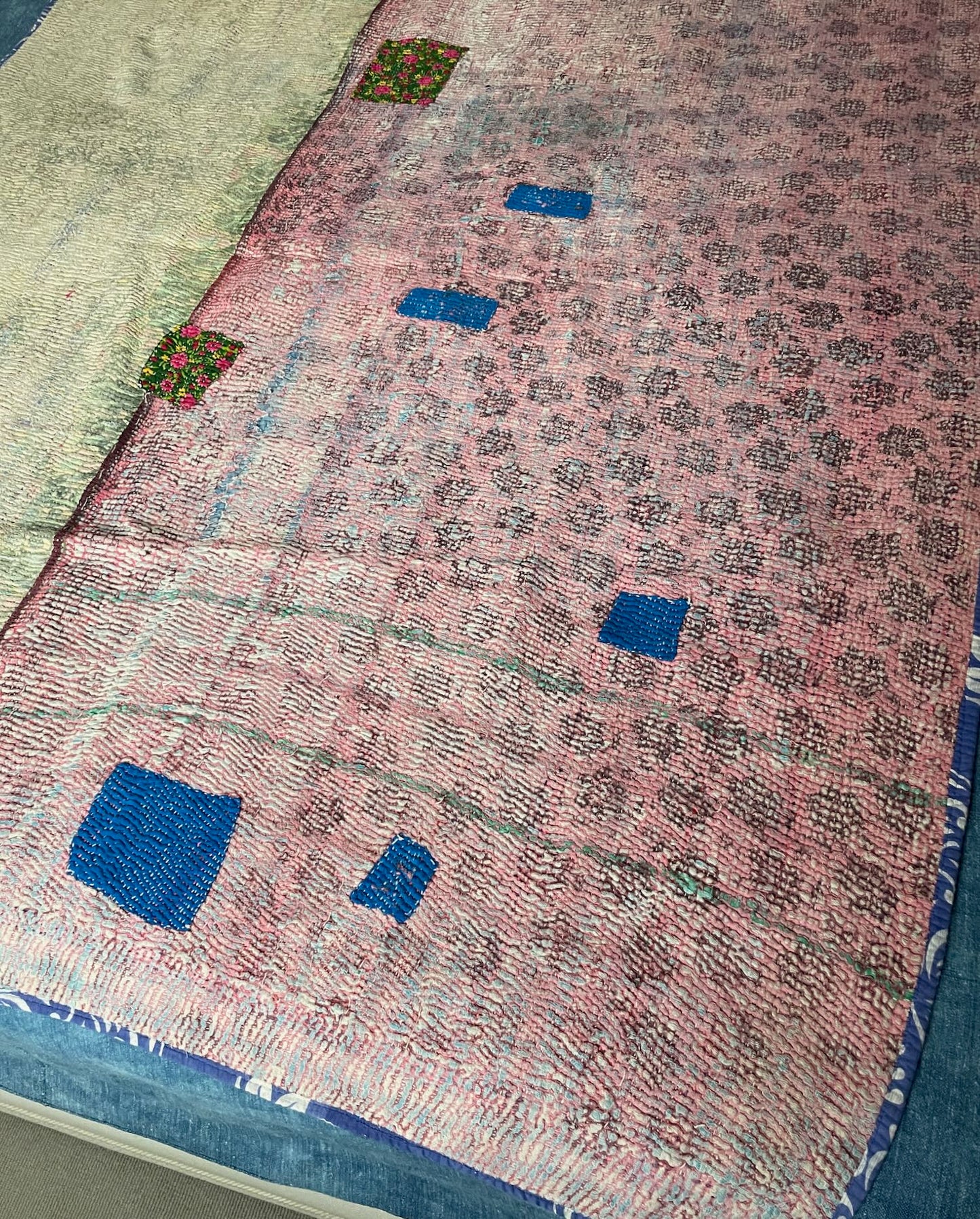 
                  
                    blue striped flowery patterned kantha quilt bedspread cotton comforter sofa throw washable single
                  
                