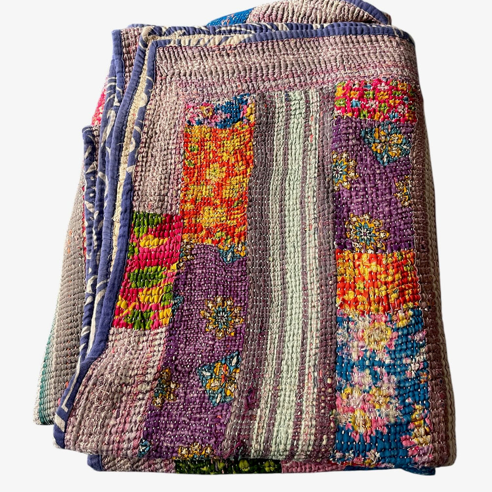 
                  
                    blue striped flowery patterned kantha quilt bedspread cotton comforter sofa throw washable single
                  
                