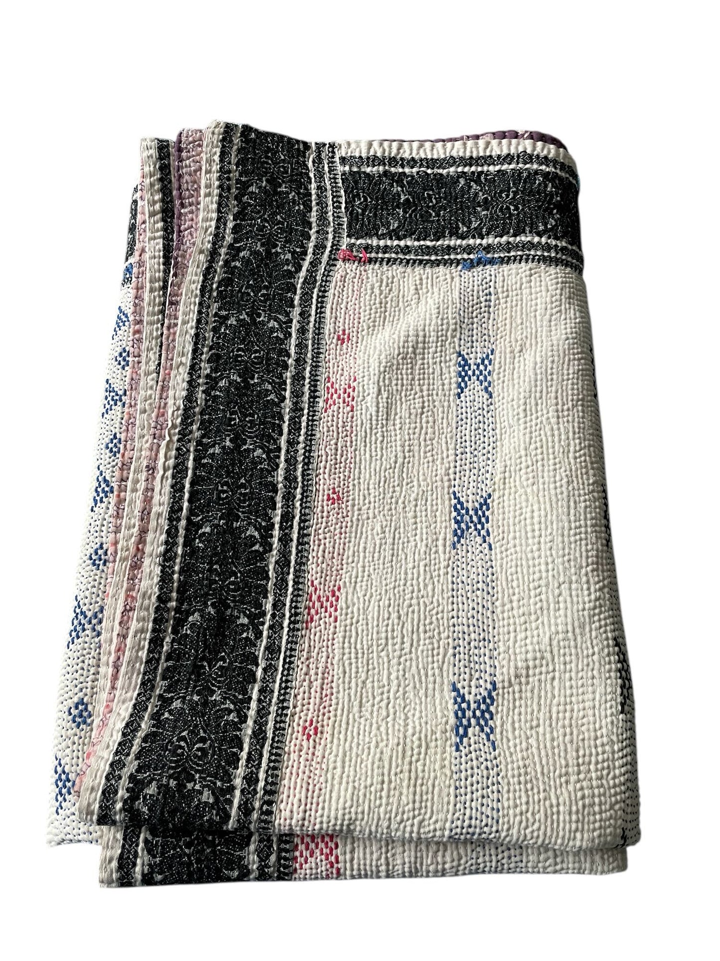 
                  
                    white red blue embroidered kantha quilt bedspread cotton comforter sofa throw washable
                  
                