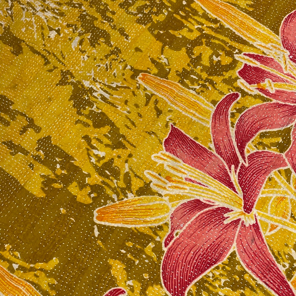 
                  
                    red orange grey floral kantha quilt bedspread cotton sari comforter hand made large double throw
                  
                