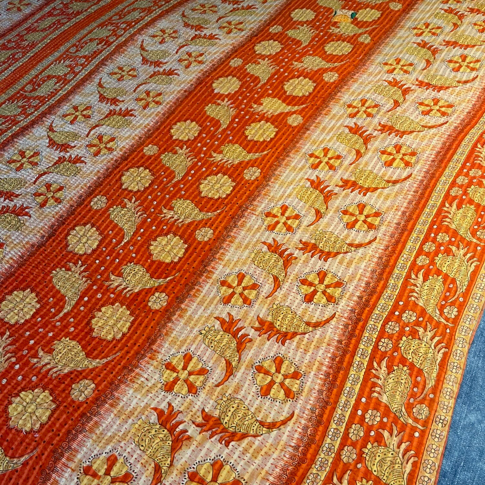 
                  
                    turquoise blue coral floral patterned kantha quilt bedspread sofa throw comforter large washable
                  
                