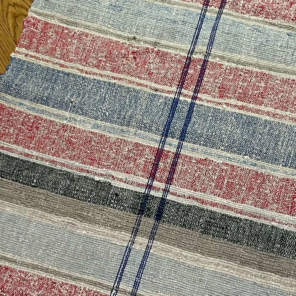 striped red blue grey rag rug cotton trasmatta floor runner hall carpet washable small