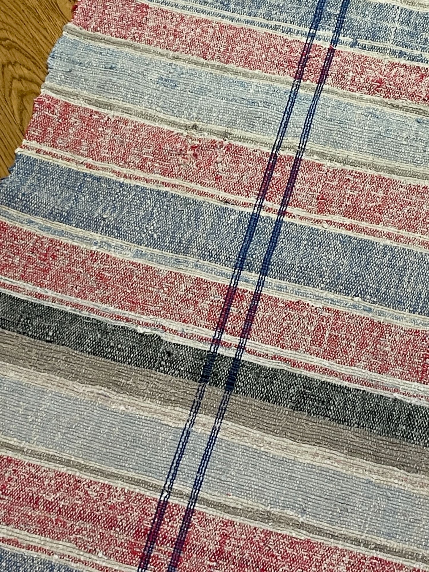 striped red blue grey rag rug cotton trasmatta floor runner hall carpet washable small