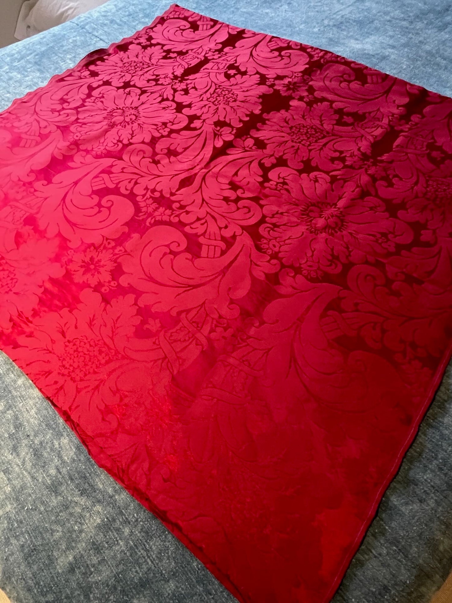 
                  
                    dark deep red silk damask fabric length panel antique french 8.9 metres long historic material
                  
                