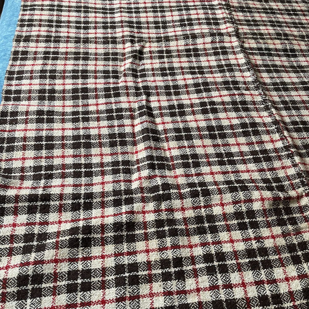 
                  
                    plaid check blanket throw brown cream red wool upholstery fabric large east europe rustic
                  
                