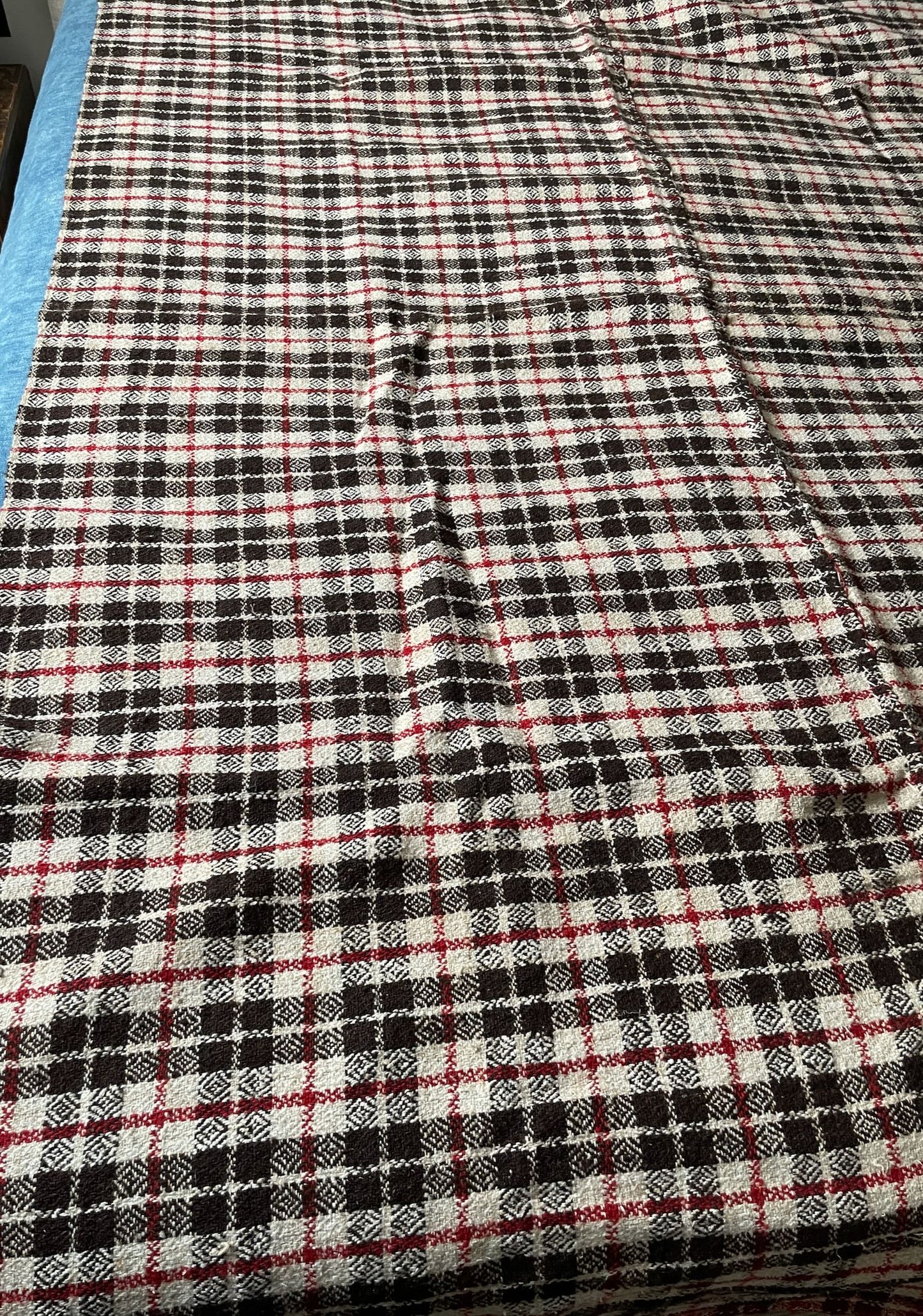 
                  
                    plaid check blanket throw brown cream red wool upholstery fabric large east europe rustic
                  
                