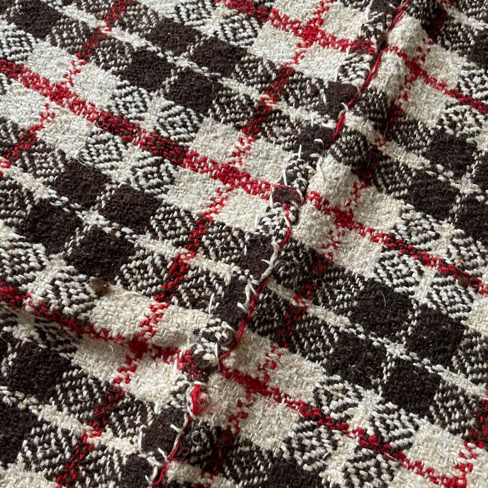 
                  
                    plaid check blanket throw brown cream red wool upholstery fabric large east europe rustic
                  
                
