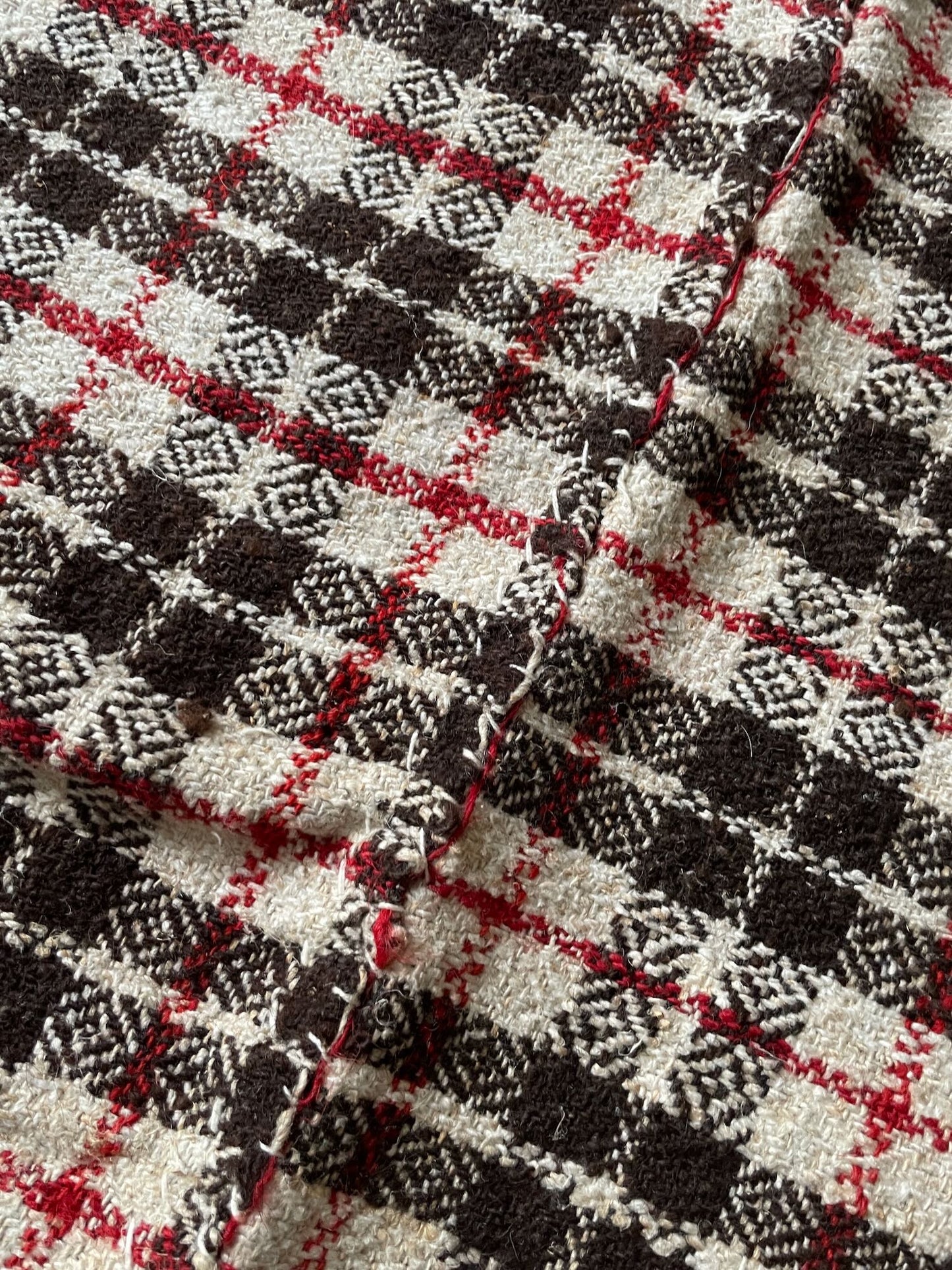 
                  
                    plaid check blanket throw brown cream red wool upholstery fabric large east europe rustic
                  
                