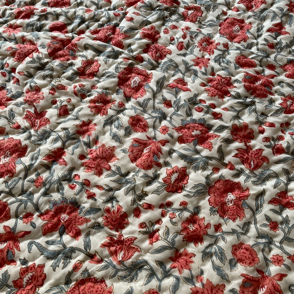 
                  
                    blue coral orange grey block print quilt pique bedspread reversible cotton hand made large
                  
                